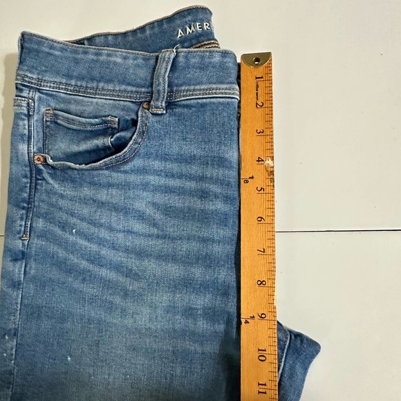 American Eagle Jeans Womens 14 Short Blue Kick Boot Denim Casual Mid Rise - Picture 12 of 14